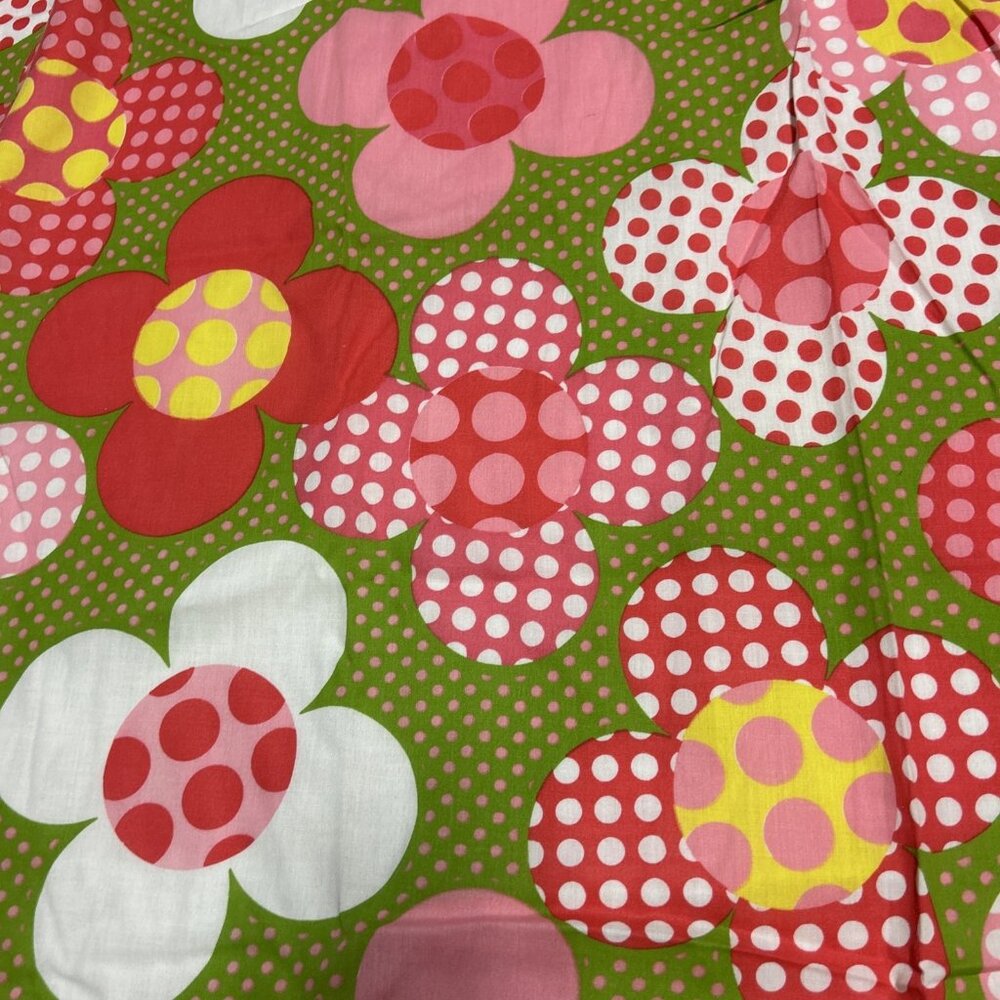 Vintage Sears Panel Curtains Drapes Green Pink Flower Power 70's Maximalist